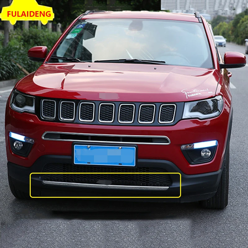 1 шт. для Jeep Compass- ABS Хром Передняя Центральная решетка бампера Крышка отделка литья автомобиля Стайлинг Аксессуары