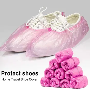 

100 Pcs/Pack Waterproof Boot Covers Plastic Disposable Shoe Covers Elastic Protective Homes Overshoes Dropship