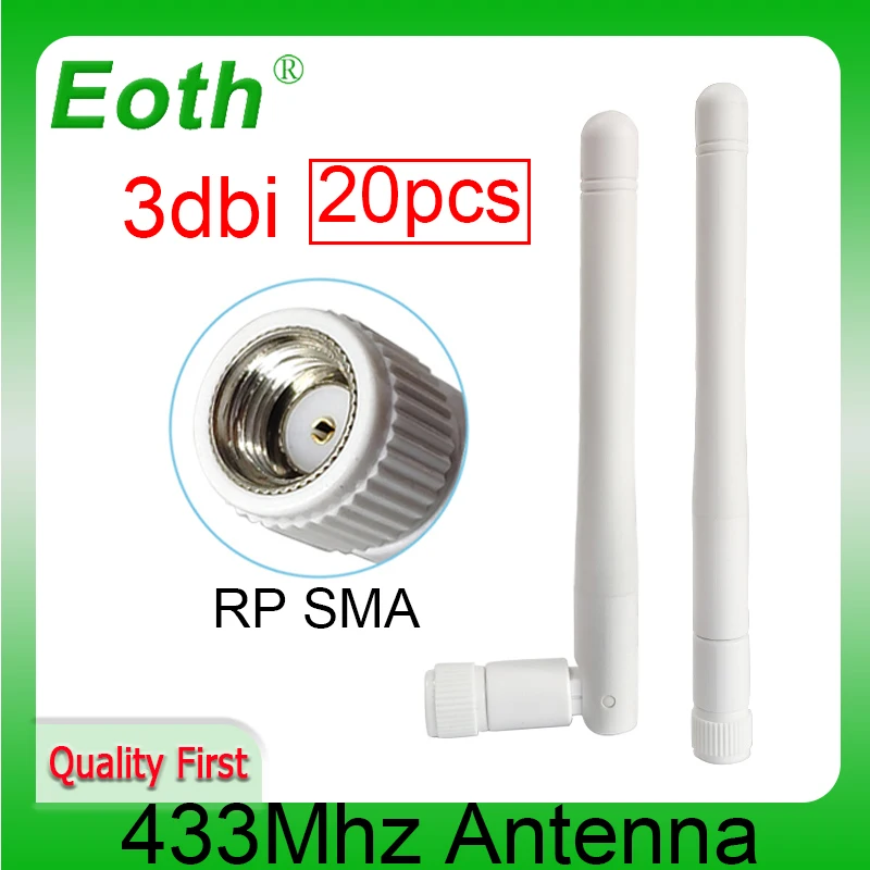 EOTH 20pcs 433mhz antenna 3dbi sma female lora antene pbx iot module lorawan signal receiver antena high gain