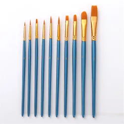 3Pcs/Set Gouache Watercolor DIY Oil Brush Set Blue Rod Nylon Hair Hook Line Pen Painting Brush Tool Student School Art Supplies