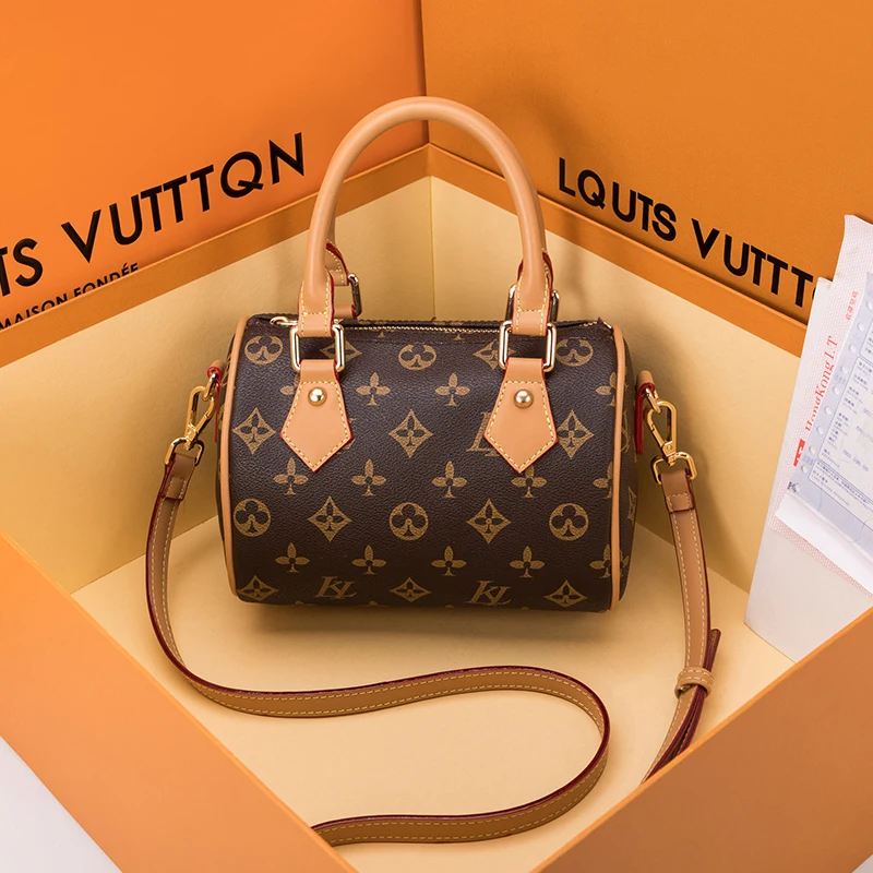 

Cylinder Shape Small Pillow Bags for Women 2020 New Fashion Genuine Leather Luxury Handbags Ladies One Shoulder Bags Louis Brand