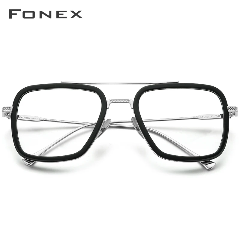 FONEX Pure Titanium acetato uomo Retro Tony Stark montatura per occhiali  miopia ottica occhiali da vista per donna 8512|Men's Eyewear Frames| -  AliExpress