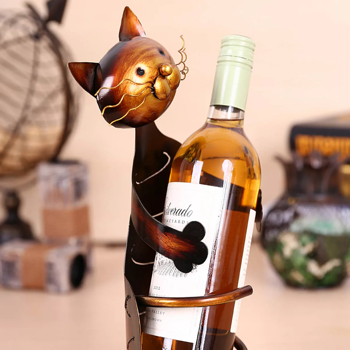 TOOARTS Cat стеллаж для вина держатель Полка Металлическая практичная скульптура Винный Стеллаж украшение дома интерьерные изделия Рождественский подарок