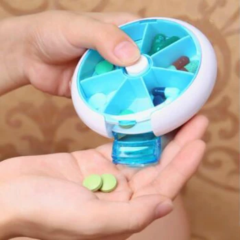

7 Day Pill Cutter Rotating Pill Box Travel Pill Case Splitter Pill Organizer Medicine Box Tablet Container Pastillero YHJ1210