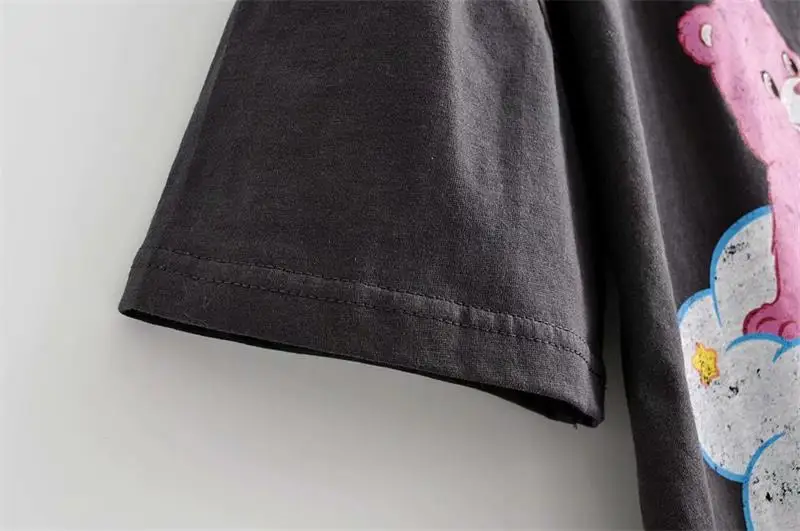 Женская футболка, модный мультяшный медведь, принт, футболка, летняя, о-образный вырез, короткий рукав, рубашка с надписью, женские топы A115