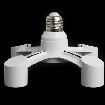 

E27 4 in 1 LED Base Holder Socket Light Lamp Bulbs Converter 360° Screw Adapter