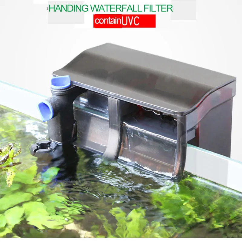 2 SunSun Hang On Filter Attachable 800 LH Suit 75-190L Aquarium with 5W UVC Lamp Oil Film Release Clean Water Fish Tank Filter
