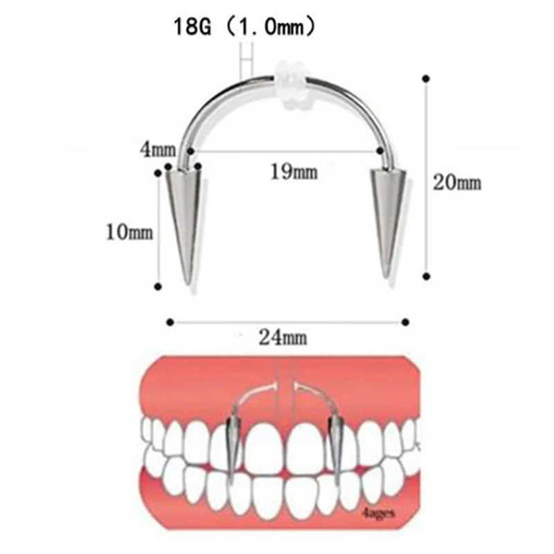 1 шт. Дракула ногтей из хирургической стали Smiley пирсинг ювелирные изделия для