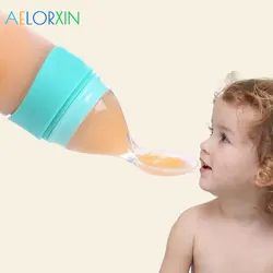 90ml Infant Kids Spoon Baby Feeding Silica Gel Feeding Bottle With Spoon Food Supplement Rice Cereal Bottle Nipple Pacifier