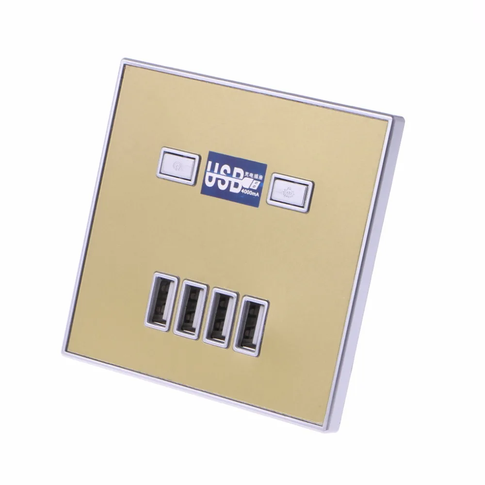220V 4A 86 Тип 4 Порты usb стены Мощность гнездо адаптера Зарядное устройство Панель Быстрая зарядка розетки 3 цвета