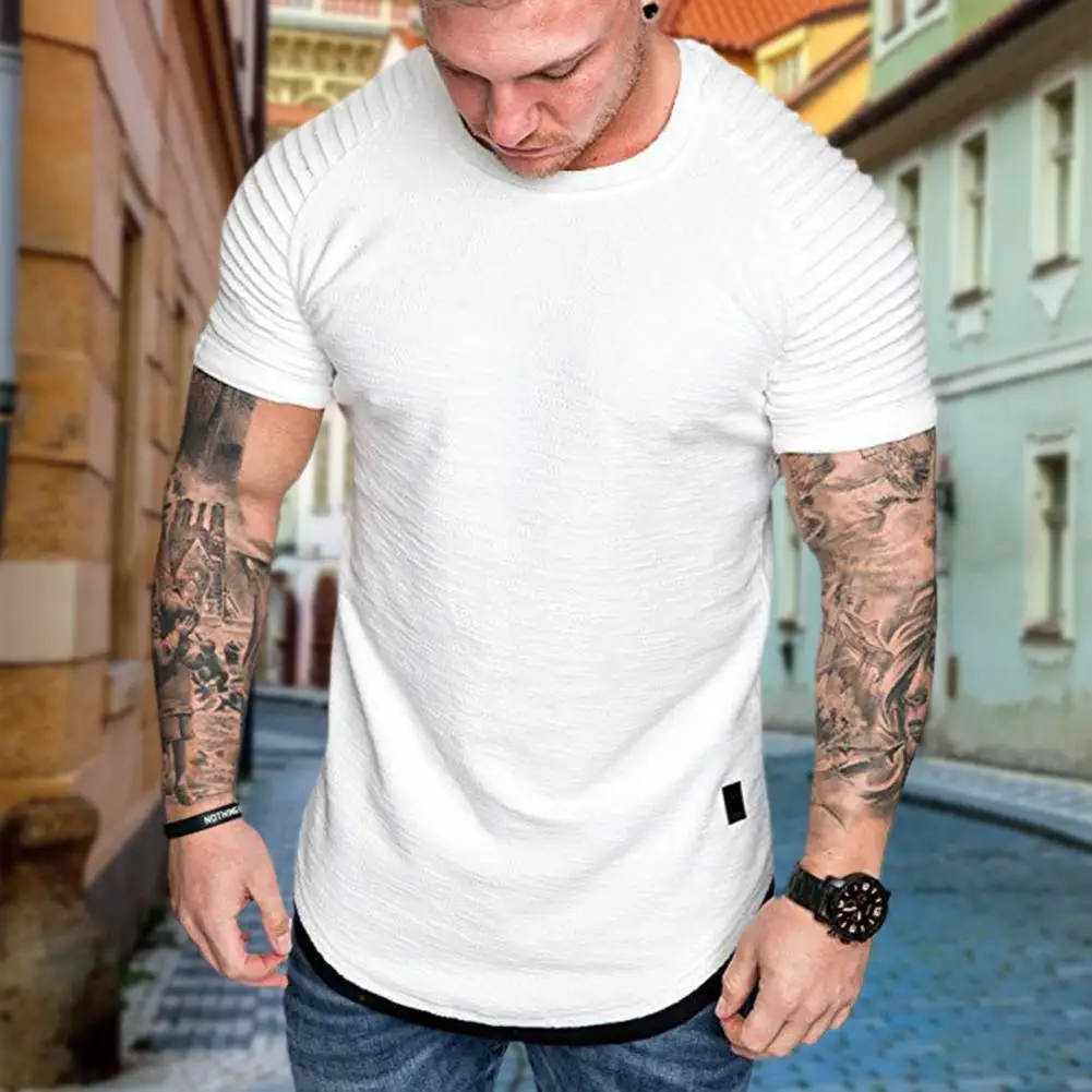 

Men's shirt short-sleeved breathable polyester modified body top suitable for daily life