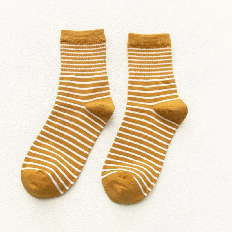 5 пар корейских модных женских носков контрастного цвета с тонкими полосками, хлопковые носки B0KD