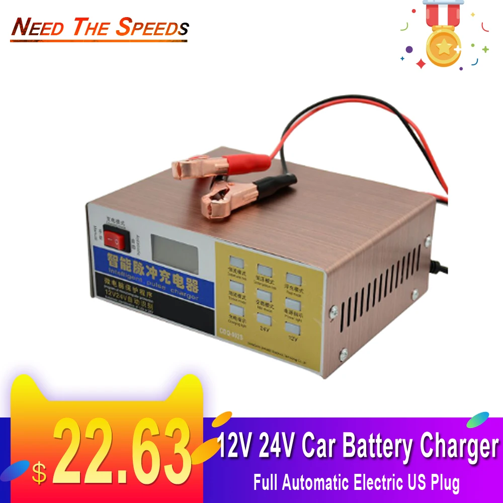 

New 12V 24V Full Automatic Electric Car Battery Charger Intelligent Pulse Repairing Type for Motorcycle Truck Auto Parts