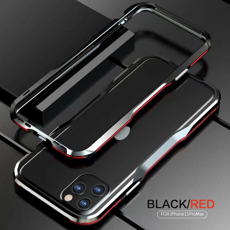 Black and Red Для Apple iPhone 11 Pro Max X XS Max XR 8 7 Plus роскошный Броня Алюминиевый металлический бампер чехол рамка Защитная крышка Coques Funda - Цвет: Black and Red