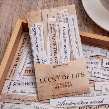 

100pcs Creative English Theme Writable Stickers Vintage Junk Journal Material Retro Words Deco Stickers DIY Scrapbooking Planner