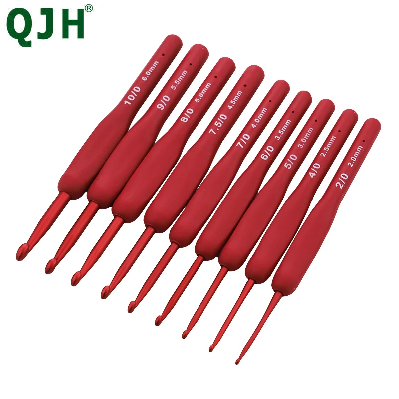 

Pink And Red Plastic Handle Alumina Crochet Hooks Knitting Needles Set 9 size 2.0mm-6.0mm Sweater Weaving Sewing Tools kit