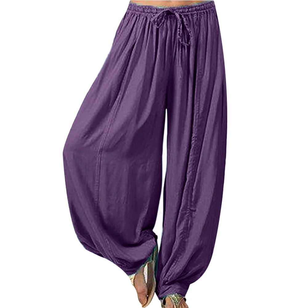Высокие женские повседневные мешковатые цыганский Бохо-Стиль Йога Аладдин шаровары брюки DSM - Цвет: Фиолетовый