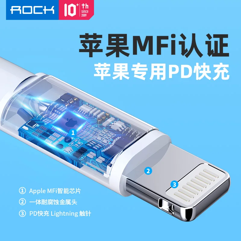 ROCK MFI USB-C-Lightning PD кабель для быстрой зарядки 18 Вт кабель для синхронизации типа C для iPhone X Xs Max iPad шнур для быстрой зарядки