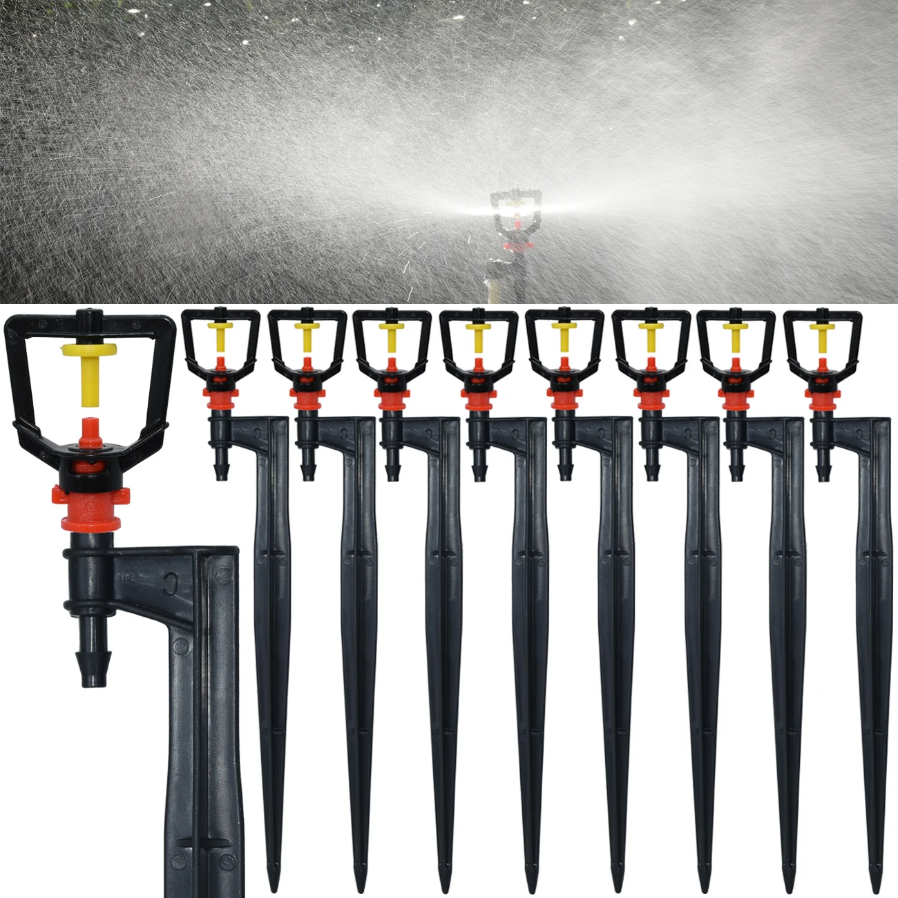 KESLA 20/50/100 Stück Gartenbewässerungs-Mikrosprinkler auf 20cm Stangenhalterung, Refraktionsnebel-Sprühsystem für Landwirtschaft und Gewächshäuser – Detail 4