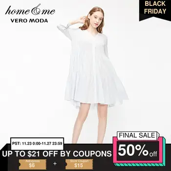 

Vero Moda Women's 100% Cotton 3/4 Sleeves Layered Homewear Dress | 3192R1502