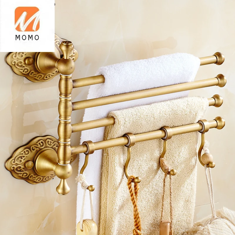 European High-End Luxury Golden Vintage Towel Rack Copper Bath Towel Rack/Towel  Rack Rotating Storage Rod Bathroom Decor - AliExpress