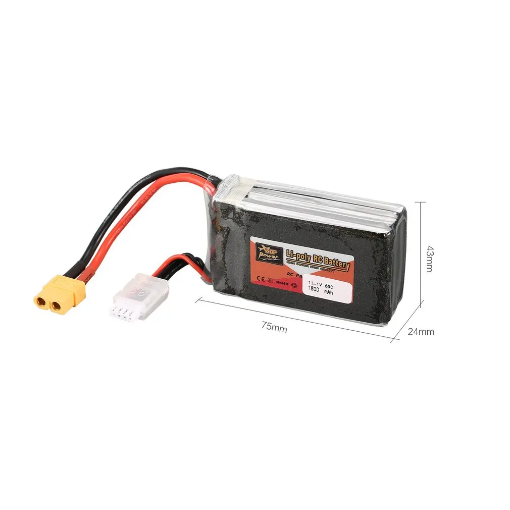 ZOP Power 11 1 В 1800 мАч 65C 3S 3S1P Lipo Battery XT60 вилка перезаряжаемая для радиоуправляемого