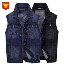 AliExpress джинсовый жилет мужской жилет с несколькими карманами без рукавов