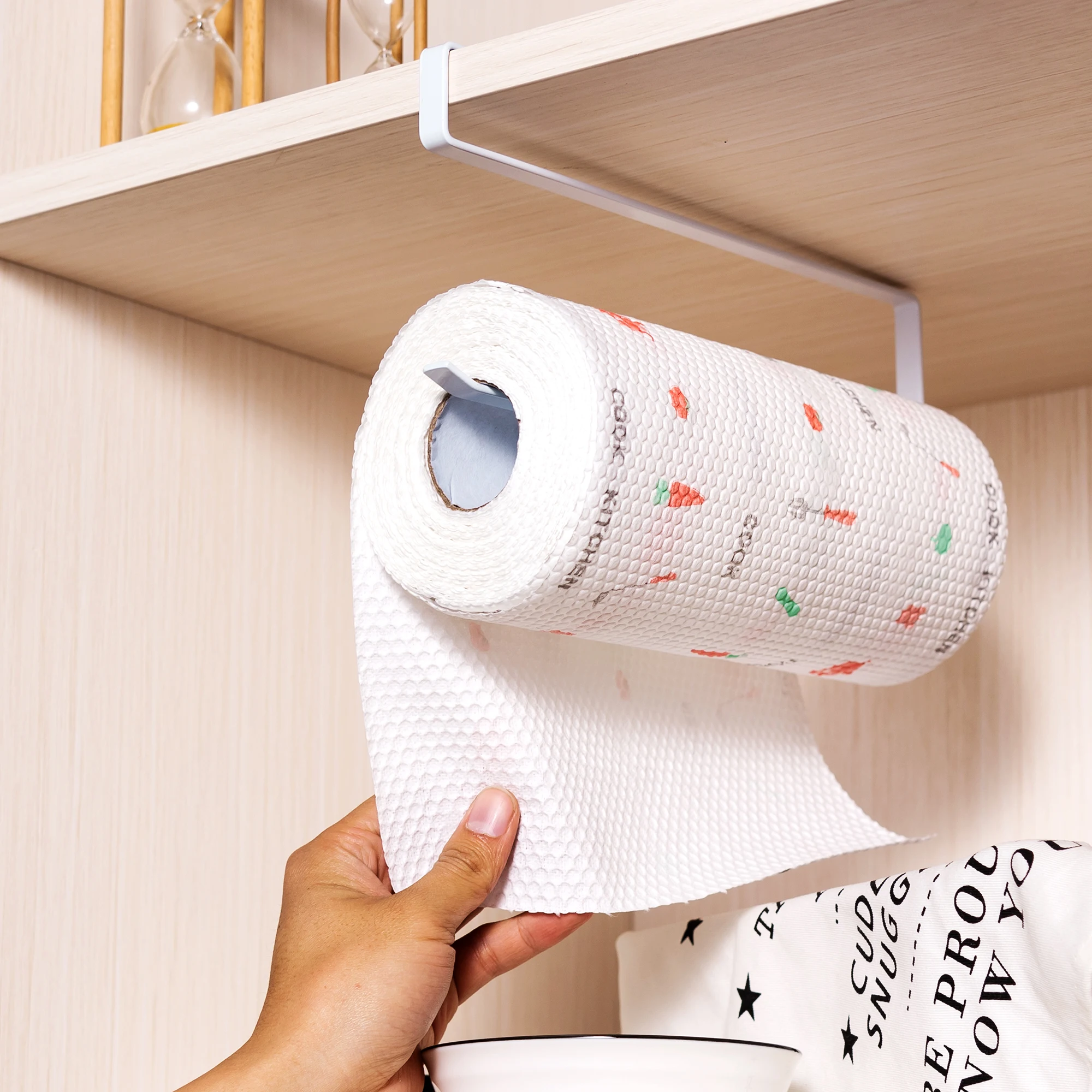 Hanging Paper Towel Holder, Kitchen Cabinet Cupboard Under Shelf