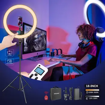 

Neewer Advanced 18-inch LED Ring Light Support Manual Touch Control with LCD Screen 2.4G Remote and Multiple Lights Control