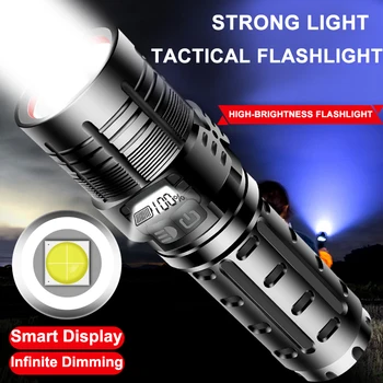 

LED Flashlight High Power Rechargeable Flashlighting 5 Lighting Modes Lantern LMNS Lamp Beads Camping Light Flash Lamp by 26650