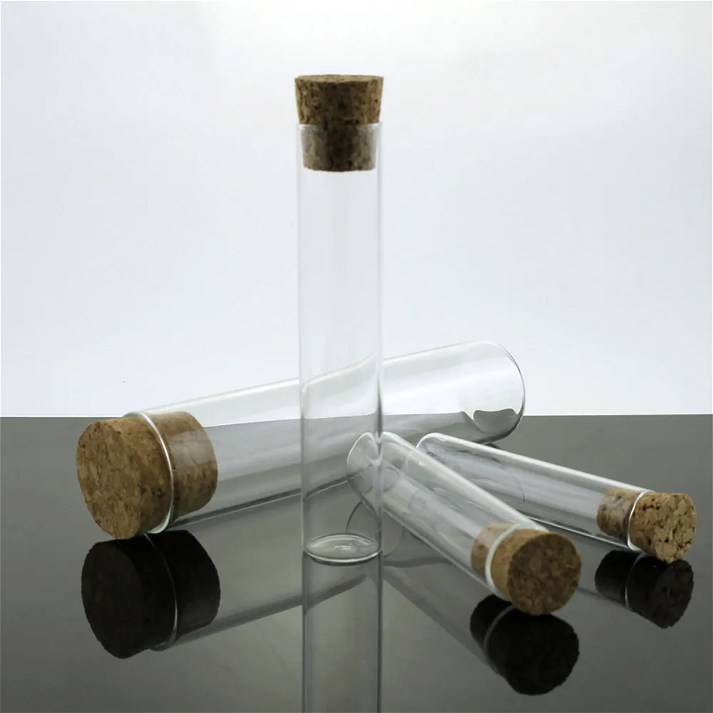 Glass Test Tube 20*200 Mm With Wooden Cork Plug Diameter 20 Mm Thick