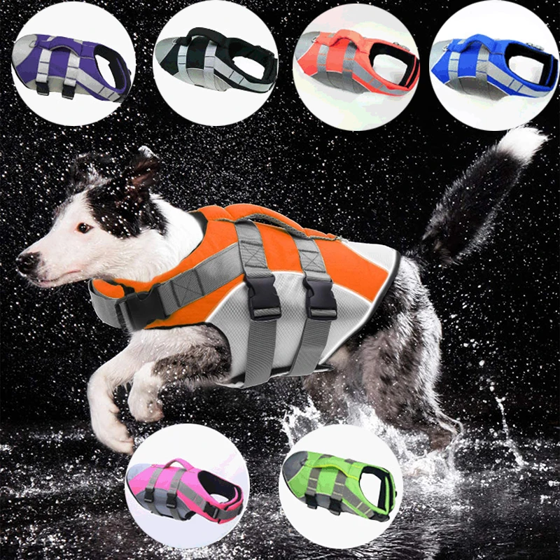 Chaleco salvavidas para mascotas, ropa de seguridad para perros, traje de baño para mascotas, bañador reflectante Oxford transpirable para vacaciones de verano