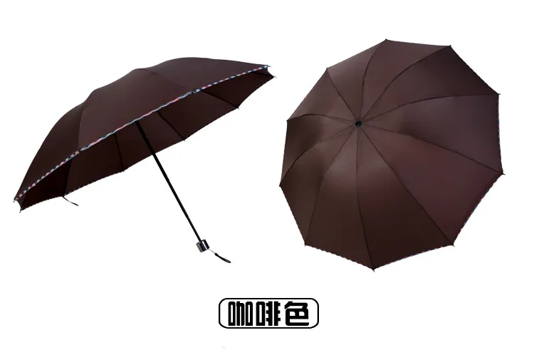106cm Large Area Increase Business Tri-fold Creative Umbrella Three-folding Sunny and Rainy Black Coating Umbrella
