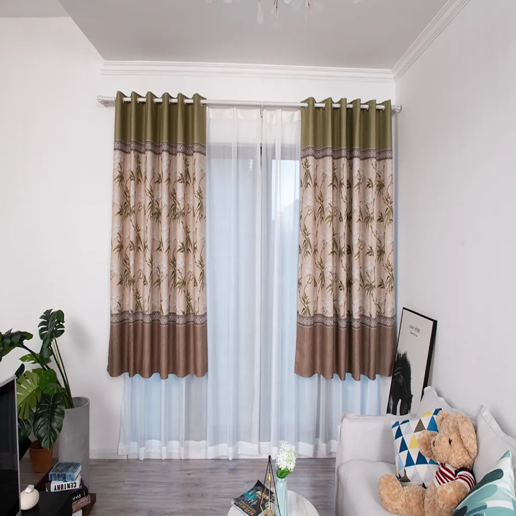 Home Textiles Bamboo flower short Window curtain Modern Style Drape Panel Daylight Protection Smooth Curtain 200cm x 100cm 7.25 | Дом и сад