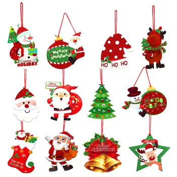 

12 pcs Hanging Tags Christmas Theme Cute Cartoon Home Decor Ornament Pendants for Fireplace Xmas Tree