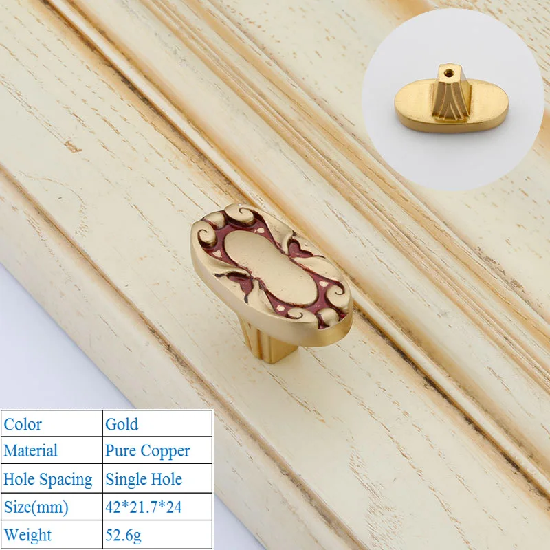 Gold 8013-Single LBA Европейский шкаф для обуви, декоративная мебель, золотая ручка для раздвижной двери, чистая медь, большие товары для дома, высококачественные дверные ручки - Цвет: Gold 8013-Single