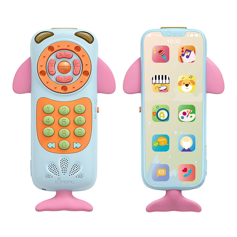 Обновленная детская игрушка для телефона мобильный телефон для детей телефонная игрушка ранняя развивающая Мобильная игрушка китайский/английский язык, Обучающие игрушки музыкальные - Цвет: Синий