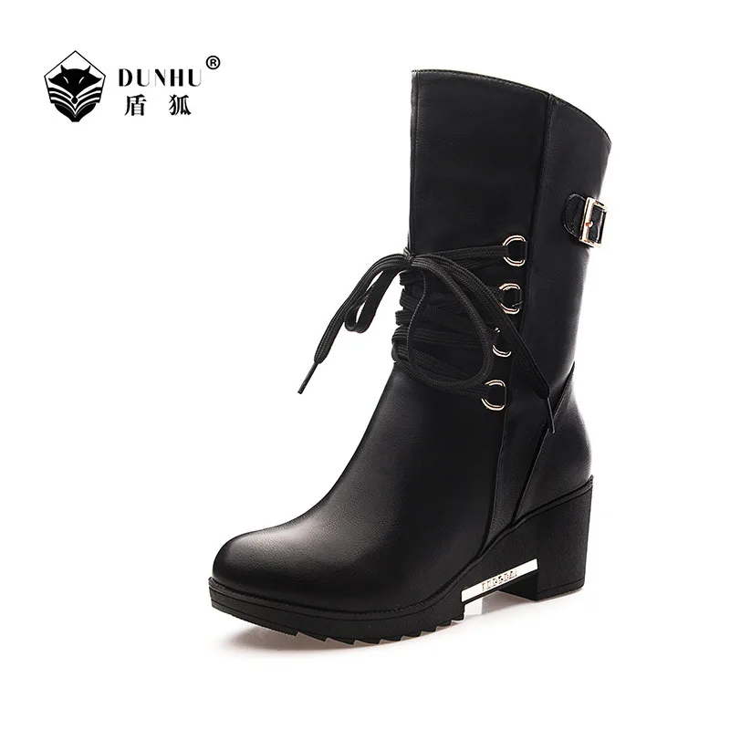 

Dunhu 2019 Autumn And Winter New Style Boots Casual Short Boots round-Toe Low Chunky Heel Thick Bottomed Waterproof Platform WOM