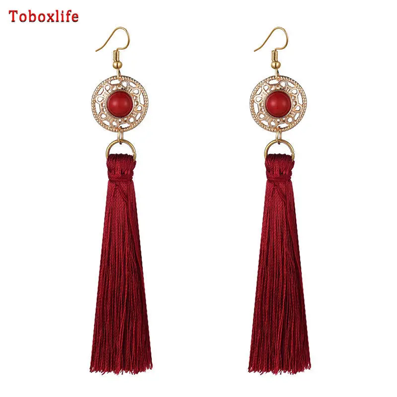 

Toboxlife Retro Personality Earrings Long Tassel Earrings Ethnic Style Jewelry Dance Performance Accessories Temperament Earring