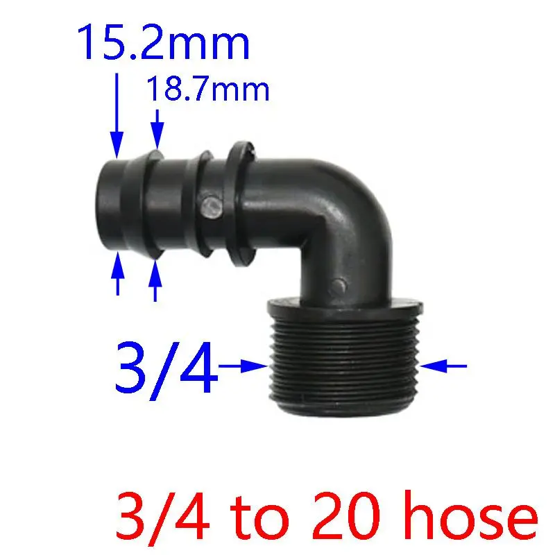 Мужской 1/" 3/4" до 16 мм 20 мм 25 мм Шланговое колено соединитель 1/2 3/4 садовый шланг изгиб суставов фитинги 3 шт