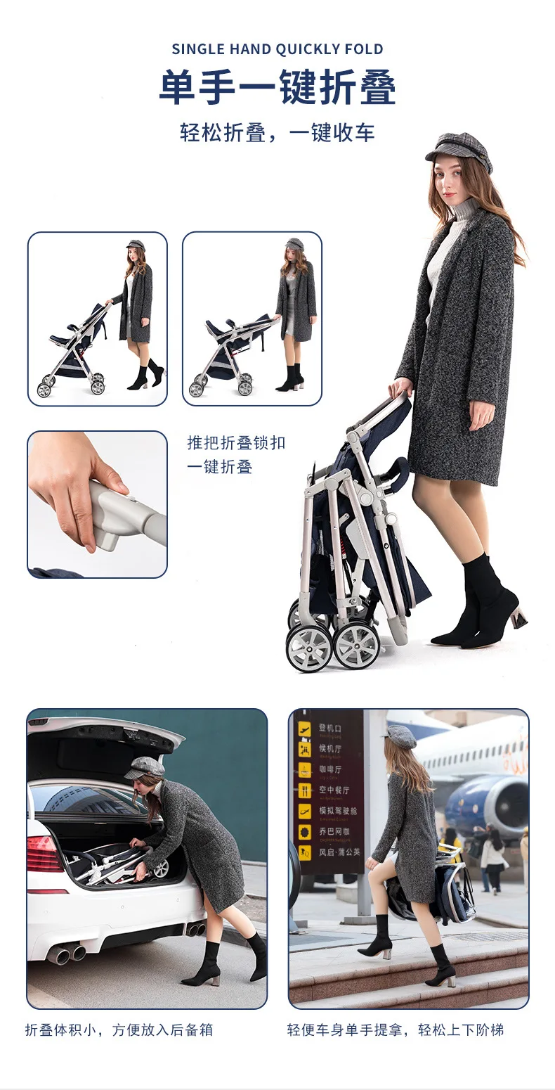 For Twins Baby Double strolleTwin baby stroller 2-in-1 detachable can sit light folding baby car safety Seat