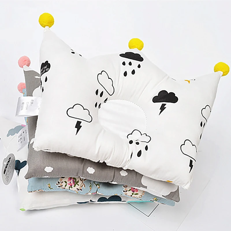 Baby Sleeping Pillows Cotton girl boy Cushion with Plush Ball Breast Feeding Pillow Cute Soft