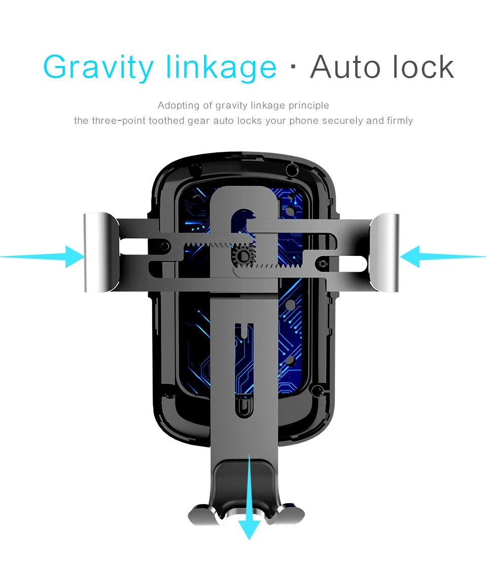 Licheers Qi Беспроводное зарядное устройство Gravity Air Vent автомобильное крепление Беспроводная зарядка для samsung iPhone X XR XS MAX 8 в автомобильный держатель телефона