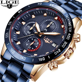 

LIGE Unique Design Watches Mens Fashion Business Watch Top Brand Luxury Quartz Wrist Watch Waterproof Clock Relogio Masculino