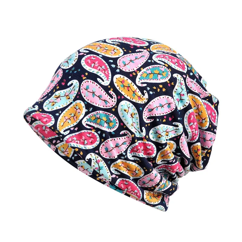 Шапка шапочки шарф цветочный принт кешью солнцезащитный козырек дышащий эластичный хлопок шляпа шеи теплые головные уборы для путешествий