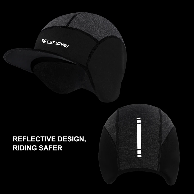 Winter Cycling Caps Reflective Ear Protection Men's Bicycle Snowboard Ski Warmer Caps Riding Running Windproof MTB Bike Hats 53G 2