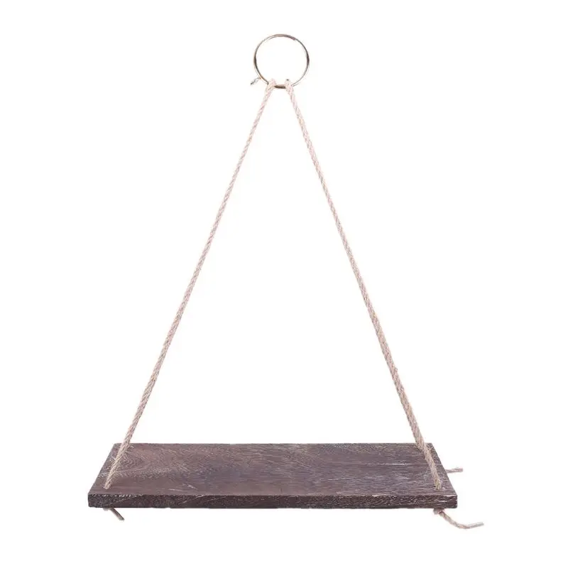 

Wood Decorative Wall Hanging Shelf Swing Rope Floating Shelves Plant Hanger Flower Pot Holder Dislplay Rustic Home Decor Storage