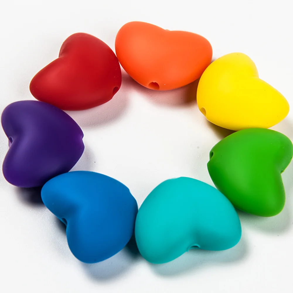 10pcs Heart Silicone Beads Teether Chewable Teething BPA Free Newborn Nursing Baby Pearl Pacifier Clips Food Grade teething toys silicone teething toys baby teething toys silicone teether silicone teething beads