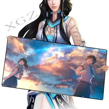 

XGZ Anime Boy Girl Heartbeat Time Black Lock Edge Gamer Game Mouse Pad Keyboard Desk for CSGO Customizable Decorate Your Table