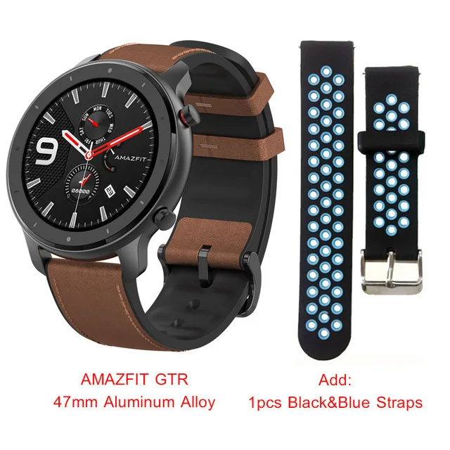 Глобальная версия Amazfit GTR 47 мм Смарт-часы Huami 5ATM водонепроницаемые спортивные Смарт-часы Xiaomi управление музыкой с gps Пульсометром - Цвет: Alloy add BlackBlue